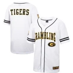 Colosseum Men's White Grambling Tigers Free Spirited Mesh Button-Up Baseball Jersey