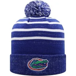 Women's Top Of The World Royal Florida Gators Shimmering Cuffed Knit Hat With Pom