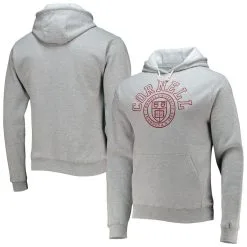League Collegiate Wear Men's Heathered Gray Cornell Big Red Seal Neuvo Essential Fleece Pullover Hoodie