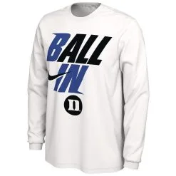 Men's Nike White Duke Blue Devils Ball In Bench Long Sleeve T-Shirt -Cornell Big Red Shop DSCO1146363967 3550 ALT2