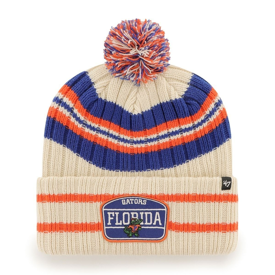 '47 Men's Natural Florida Gators Hone Patch Cuffed Knit Hat With Pom 2 '47 Men's Natural Florida Gators Hone Patch Cuffed Knit Hat With Pom - Image 2