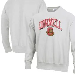 Champion Men's Gray Cornell Big Red Arch Over Logo Reverse Weave Pullover Sweatshirt