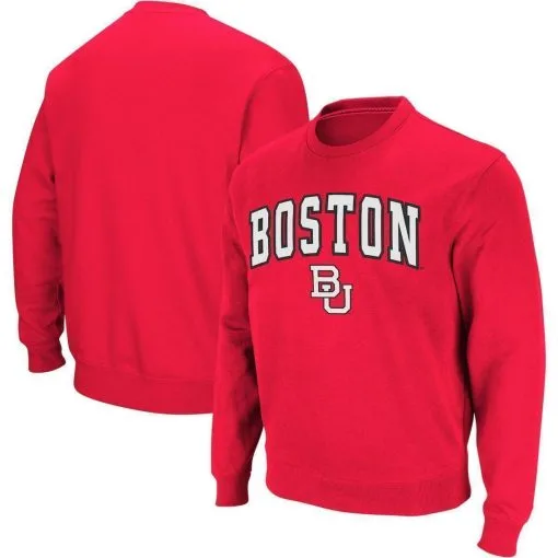 Colosseum Men's Red Boston University Arch & Logo Crew Neck Sweatshirt -Cornell Big Red Shop DSCO1147246347 2910