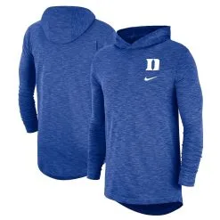Nike Men's Royal Duke Blue Devils Slub Performance Long Sleeve Hoodie T-Shirt
