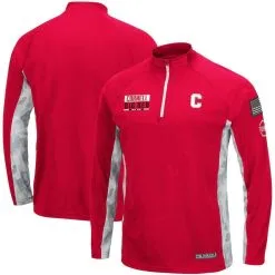 Colosseum Men's Red/Camo Cornell Big Red OHT Military Appreciation Snow Cruise Raglan Quarter-Zip Top