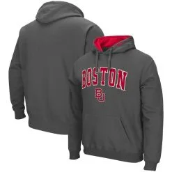 Colosseum Men's Charcoal Boston University Arch And Logo Pullover Hoodie