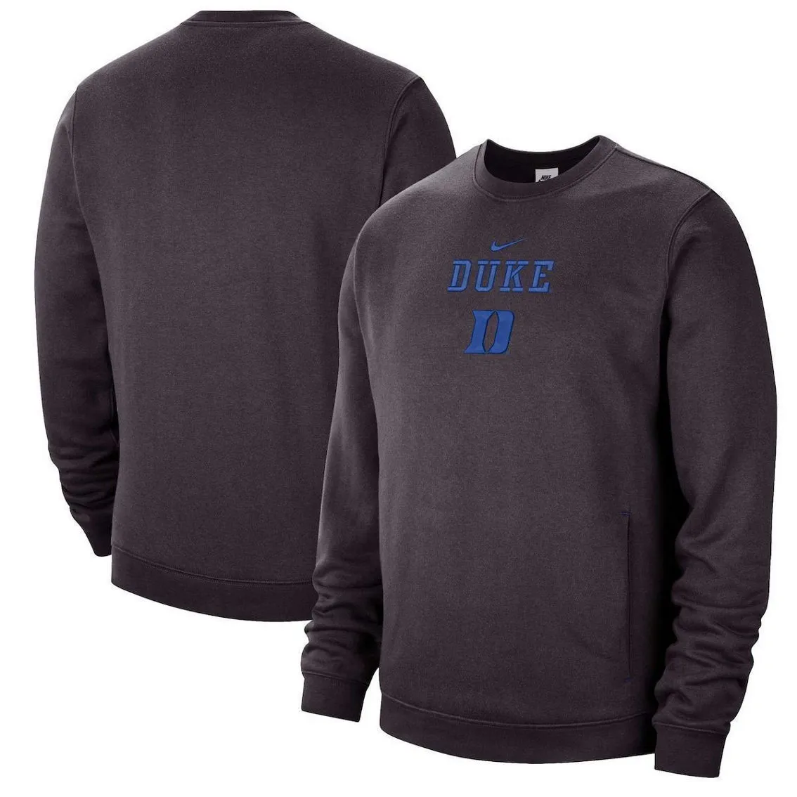 Men's Nike Charcoal Duke Blue Devils Campus Block Club Pullover Sweatshirt 1 Men's Nike Charcoal Duke Blue Devils Campus Block Club Pullover Sweatshirt