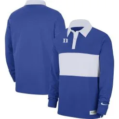 Men's Nike Royal Duke Blue Devils Striped Long Sleeve Polo