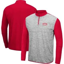 Colosseum Men's Heather Gray/Scarlet Boston University Prospect Quarter-Zip Jacket