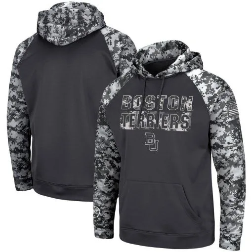 Colosseum Men's Charcoal Boston University OHT Military Appreciation Digital Camo Pullover Hoodie -Cornell Big Red Shop DSCO1150992593 1904