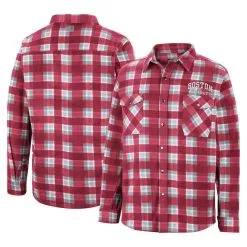 Colosseum Men's Red/White Boston University Ellis Plaid Full-Snap Shirt Jacket