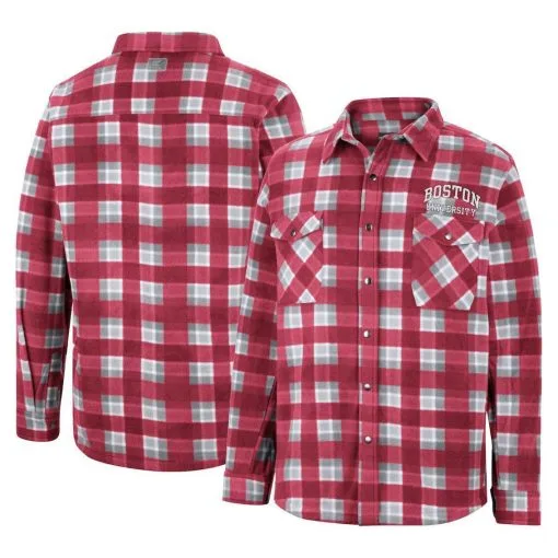 Colosseum Men's Red/White Boston University Ellis Plaid Full-Snap Shirt Jacket -Cornell Big Red Shop DSCO1153017267 2910