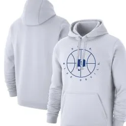 Nike Men's White Duke Blue Devils Basketball Icon Club Fleece Pullover Hoodie
