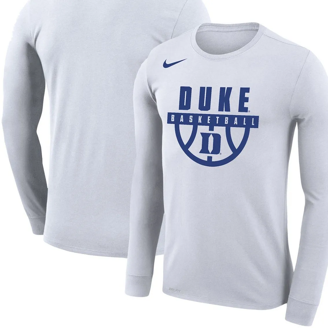 Nike Men's White Duke Blue Devils Basketball Drop Legend Long Sleeve Performance T-Shirt 1 Nike Men's White Duke Blue Devils Basketball Drop Legend Long Sleeve Performance T-Shirt