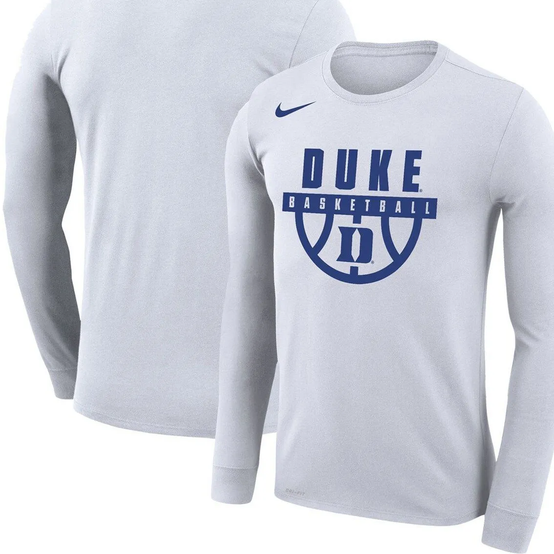 Nike Men's White Duke Blue Devils Basketball Drop Legend Long Sleeve Performance T-Shirt 2 Nike Men's White Duke Blue Devils Basketball Drop Legend Long Sleeve Performance T-Shirt - Image 2
