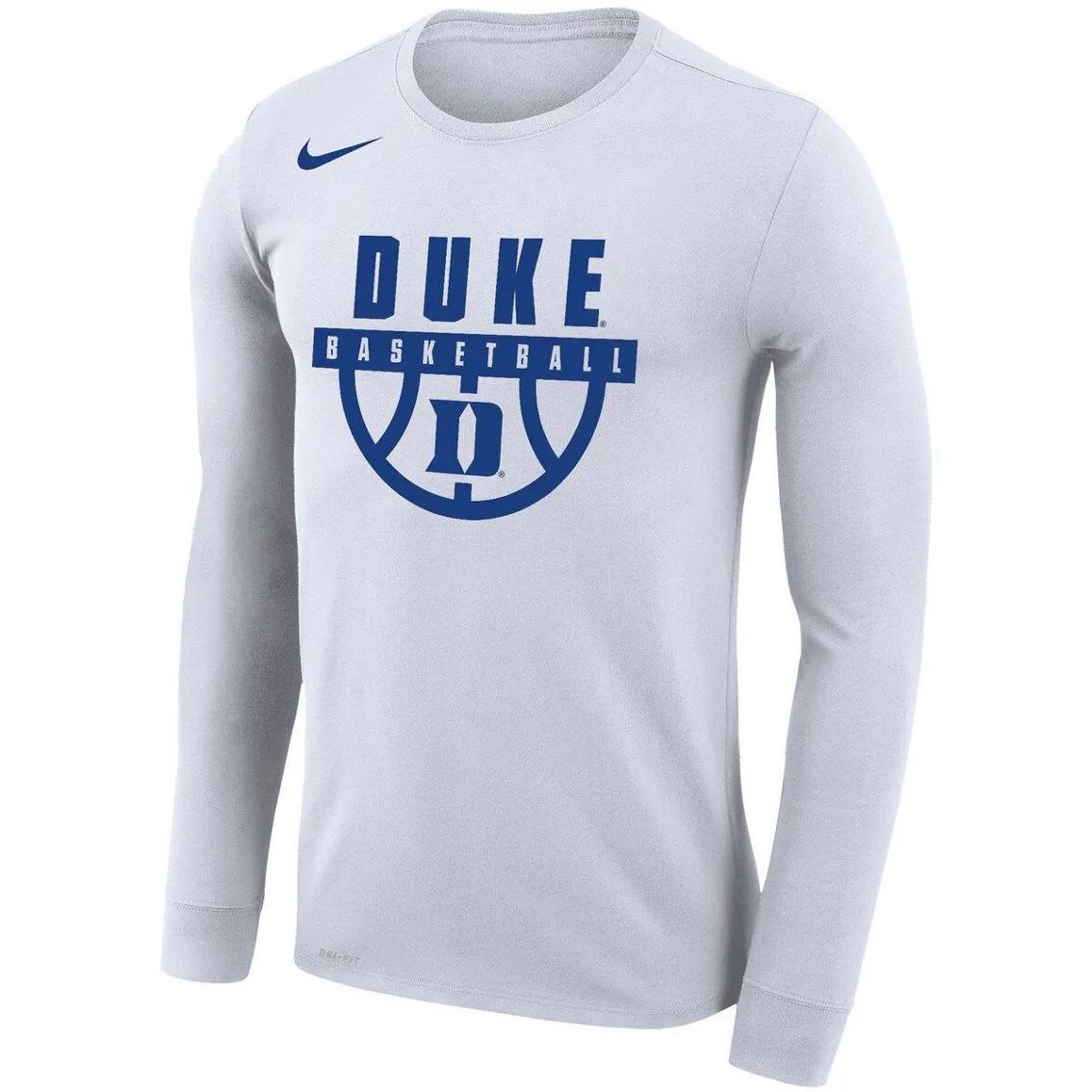 Nike Men's White Duke Blue Devils Basketball Drop Legend Long Sleeve Performance T-Shirt 3 Nike Men's White Duke Blue Devils Basketball Drop Legend Long Sleeve Performance T-Shirt - Image 3