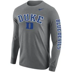 Nike Men's Heathered Gray Duke Blue Devils Arch & Logo Two-Hit Long Sleeve T-Shirt -Cornell Big Red Shop DSCO1159762946 4102 ALT2